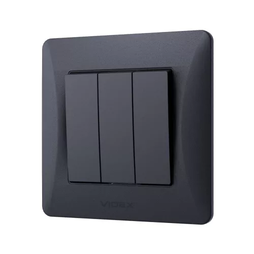 Switch 3 gang black graphite VIDEX BINERA