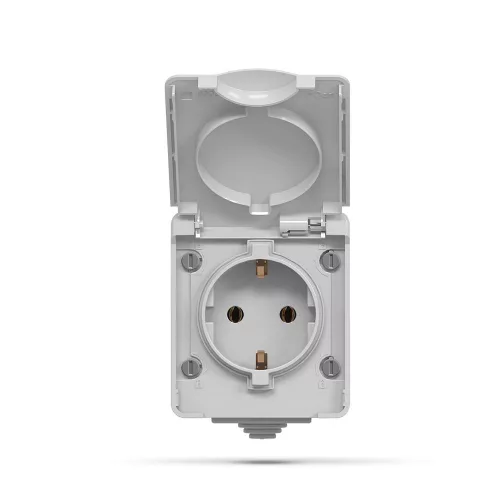 Single external Schuko socket IP65 gray VIDEX BINERA