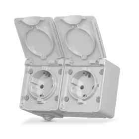 External double Schuko socket IP65 gray VIDEX BINERA