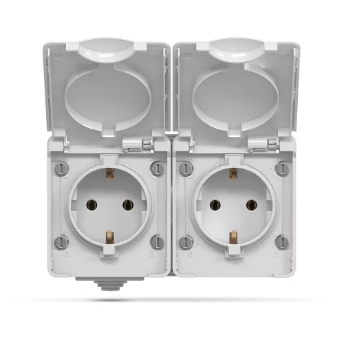 External double Schuko socket IP65 gray VIDEX BINERA