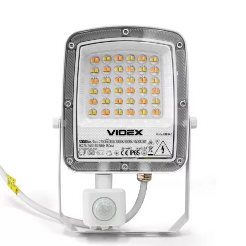 LED Floodlight with motion sensor VIDEX-FLOOD-LED-F5-PIR-30W-CCT