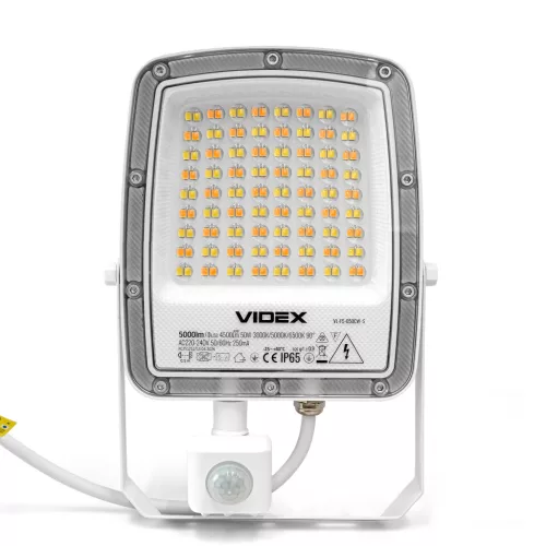 LED Floodlight with motion sensor VIDEX-FLOOD-LED-F5-PIR-50W-CCT