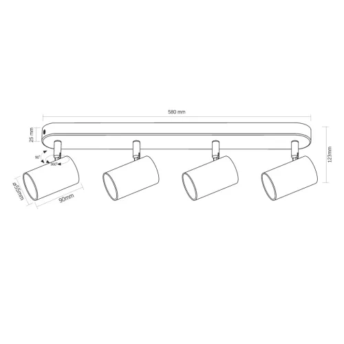 Wall and ceiling spotlight luminaire VIDEX for 4xGU10 lamp VL-SPF05B-WPB