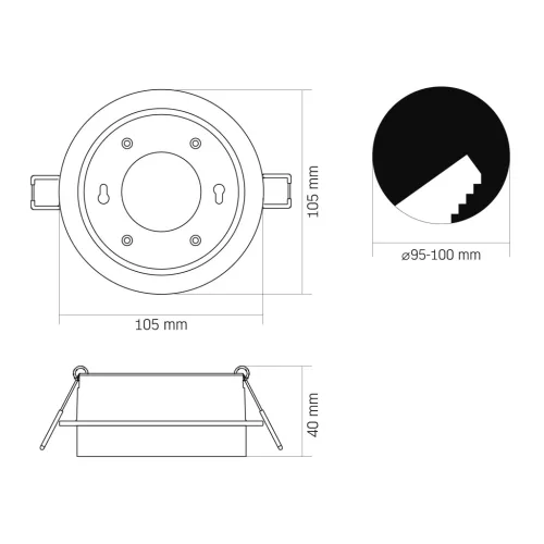 Recessed spotlight luminaire VIDEX for GX53 lamp VL-SPF33R-B