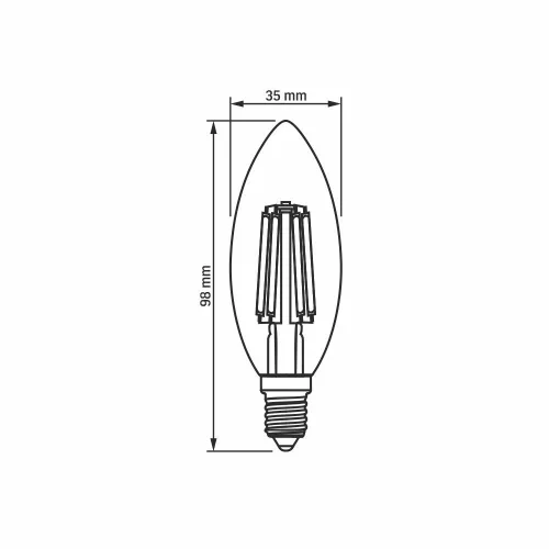 LED Bulb VIDEX-E14-C35-6W-FIL-AMBER-WW