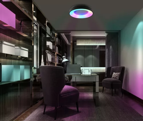 LED DIMMABLE PENDANT LUMINAIRE WITH REMOTE CONTROL VIDEX-LED-EDGE-RC-RGB-72W-BLACK