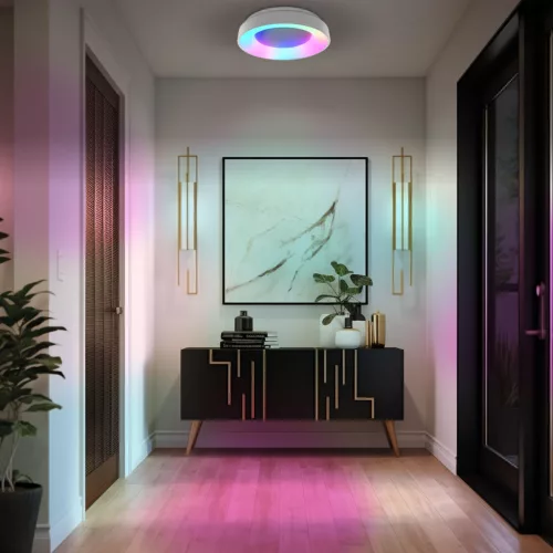LED DIMMABLE PENDANT LUMINAIRE WITH REMOTE CONTROL VIDEX-LED-EDGE-RC-RGB-72W-WHITE