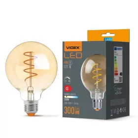 LED Bulb VIDEX-E27-G95-4W-FIL-DIM-SPIRAL-AMBER-WW