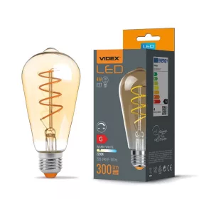 LED Bulb VIDEX-E27-ST64-4W-FIL-DIM-SPIRAL-AMBER-WW