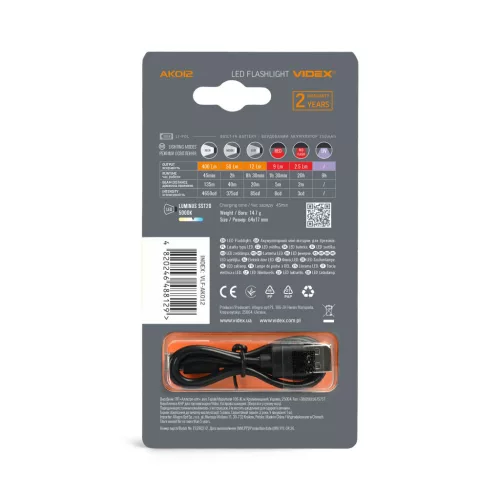 Mini LED Flashlight VIDEX VLF-AK012 400Lm 5000K