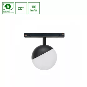   SYSTEM SHIFT CCT- GLOBE SPHERE TRACK LIGHT FI100X130MM 5W 165DEG BLACK CCT SWITCH 5Y WARRANTY