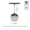 SYSTEM SHIFT - GLOBE P SUSPENDED SPHERE TRACK LIGHT 100MM (850MM CABLE) 5W 165DEG BLACK 5Y WARRANTY