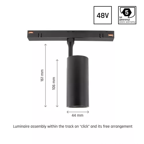 SYSTEM SHIFT - SPOT M TRACK LIGHT 44X157X178MM 10W 24DEG BLACK 5Y WARRANTY DALI