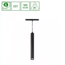   SYSTEM SHIFT CCT- HANGIT SUSPENDED TRACK LIGHT 40X297 (900MM CABLE) 12W 25DEG BLACK CCT SWITCH 5Y WARRANTY