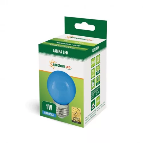 LED BALL G45 E-27 230V 1W  BLUE PCV SPECTRUM