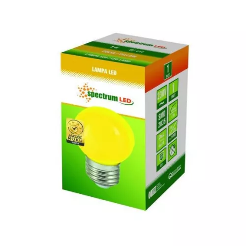 LED BALL G45 E-27 230V 1W  YELLOW PCV SPECTRUM