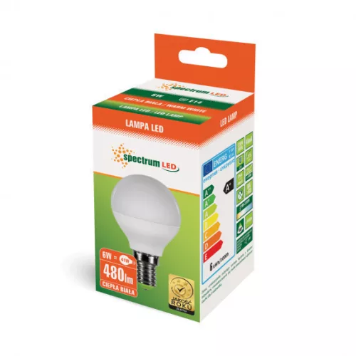 LED BALL G45 E-14 230V 6W WW SPECTRUM