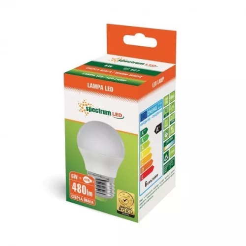 LED BALL G45  E-27 230V 6W WW SPECTRUM