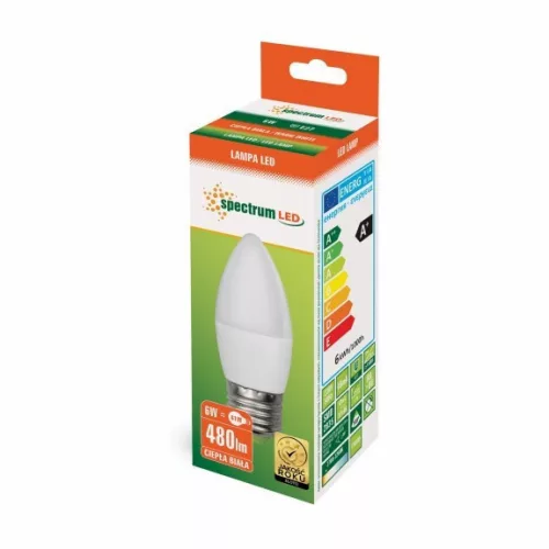 LED CANDLE C37 E-27 230V 6W WW SPECTRUM