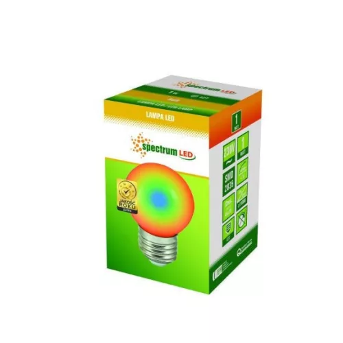 LED BALL G45 E-27 230V 1W RGB PCV SPECTURM