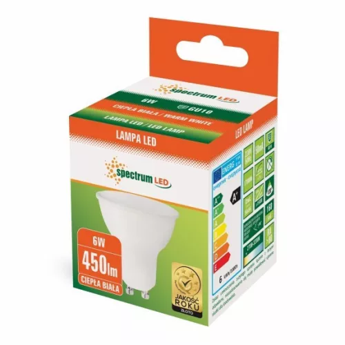 LED GU10 230V 6W SMD WW WITH MILKY COVER WHITE PLASTIC SPECTRUM