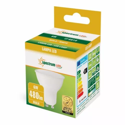 LED GU10 230V 6W SMD NW WITH MILKY COVER WHITE PLASTIC SPECTRUM