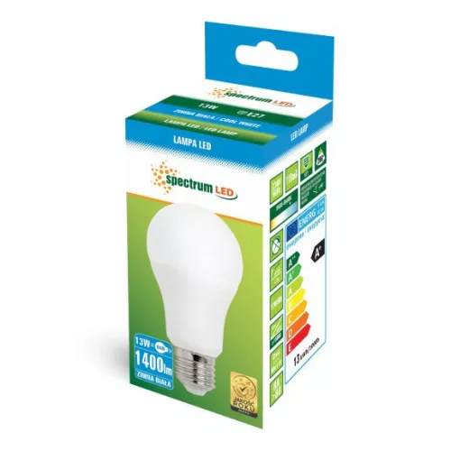 LED GLS A60  E-27 230V 13W  ALU  CW SPECTRUM
