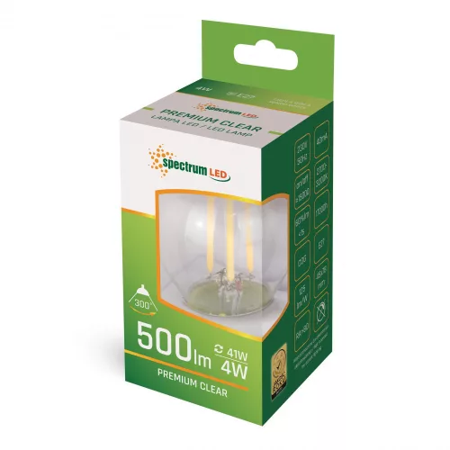 LED BALL G45 E-27 230V 4W COG WW CLEAR SPECTRUM