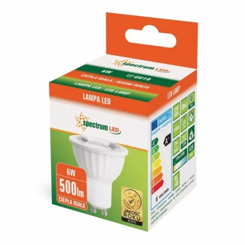 LED GU10 230V 6W SMD 45DEG WW WITH LENS SPECTRUM
