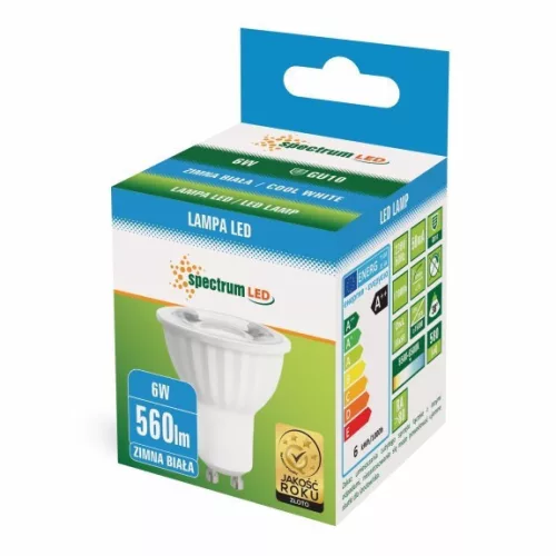 LED GU10 230V 6W SMD 45DEG CW WITH LENS SPECTRUM