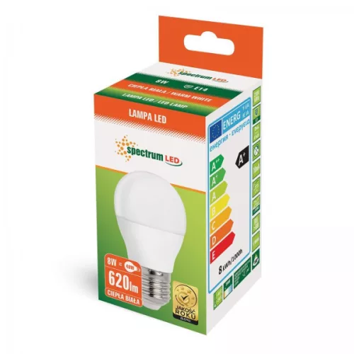 LED BALL G45 E-27 230V 8W WW SPECTRUM