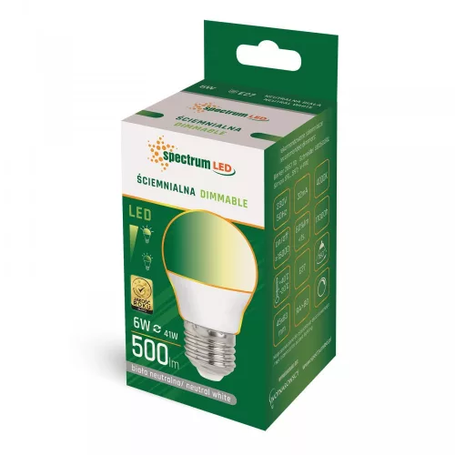LED BALL P45  E-27 230V 6W NW DIMMABLE SPECTRUM