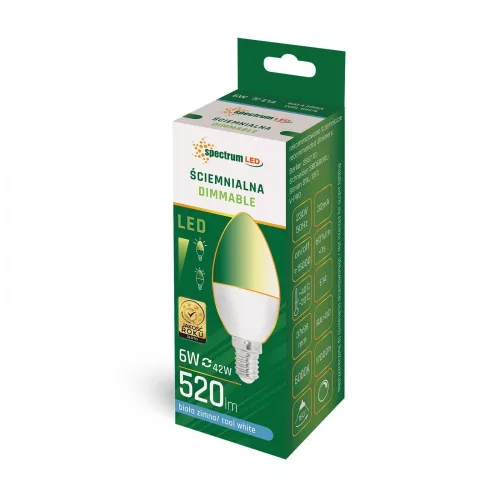 LED CANDLE C37  E-14 230V 6W CW DIMMABLE SPECTRUM