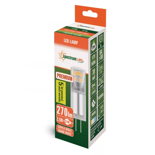 LED G4 12V 2W WW 5Y WARRANTY PREMIUM  SPECTRUM