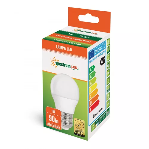 LED BALL G45 E-27 230V 1W WW SPECTRUM