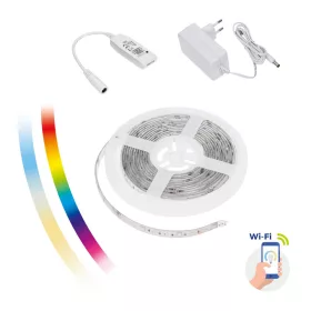   LED STRIP LIGHT KIT 17W/5M RGBW+CCT+DIMM (5M ROLL) WITH PU SILICONE + TUYA CONTROLLER + EU POWER ADA