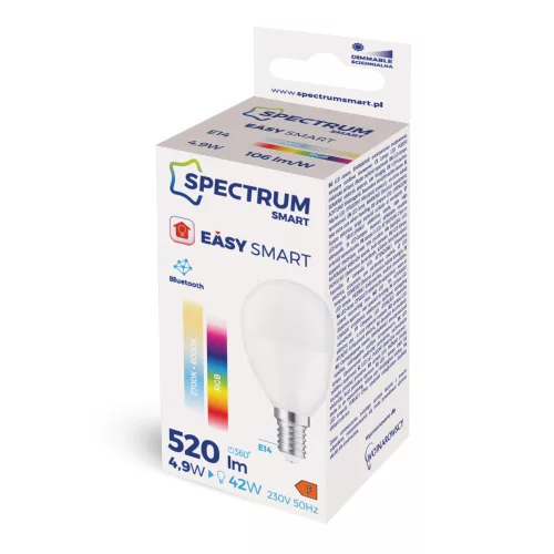 LED P45 4,9W E-14 230V CCT+DIM BTM SPECTRUM SMART EASY SMART