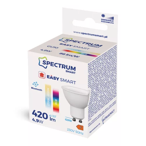 LED GU10 4,9W 230V RGBW + CCT + DIM BTM SPECTRUM SMART EASY SMART